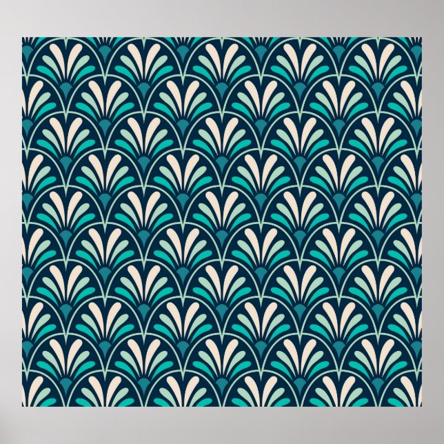 Poster Floral Damask: Elegante Art Nouveau. (Frente)