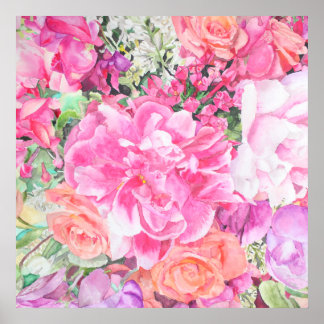 Poster Floral de Aquarela