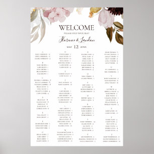 Poster Floral de Blush Moderno Gráfico de assentos alf