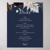 Floral de Blush Moderno | Marinho De Bebidas De Ca