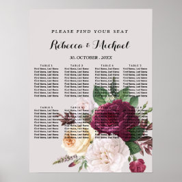 Poster floral de burgundy chic elegante