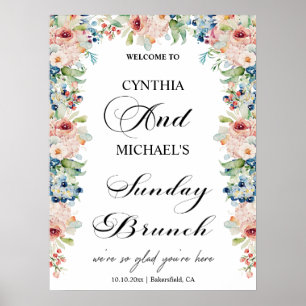Poster Floral de Casamento 'Sunday Brunch' do Script Eleg