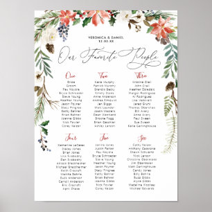 Poster Floral de Inverno Rústico Assentos da Mesa de Ca