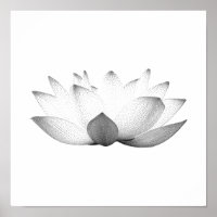 Floral de Lotus Preto e Branco Elegante