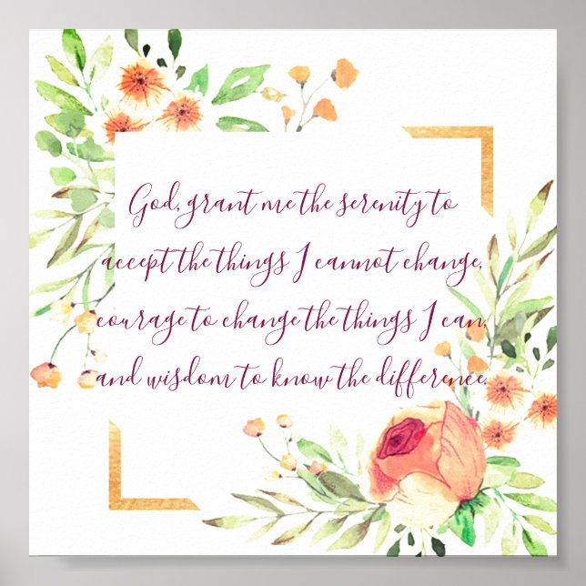 Poster floral de oração de serenidade (Frente)