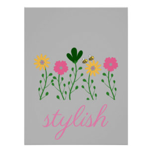 Pôster Floral de primavera e Verão Personaliza Meninas