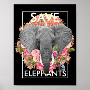 poster floral do elefante