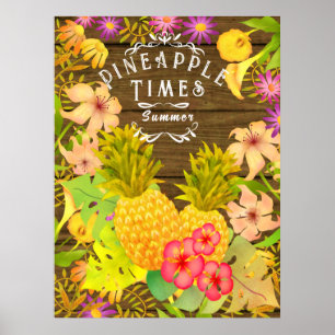 Poster Floral do pinheiro de abacaxi