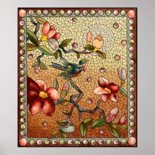 Poster floral do primavera do vitral