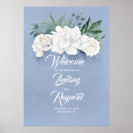 Poster Floral Dusty Blue Weding Welcome