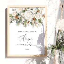 Poster Floral Elegante De Inverno Deixe Sua Placa De Rece