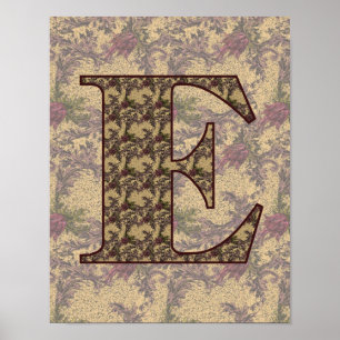 Poster floral elegante Monogrammed da inicial E