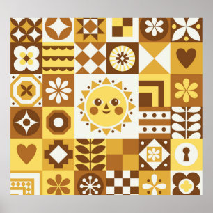 Poster Floral escandinavo: Abstrato Vintage Card.