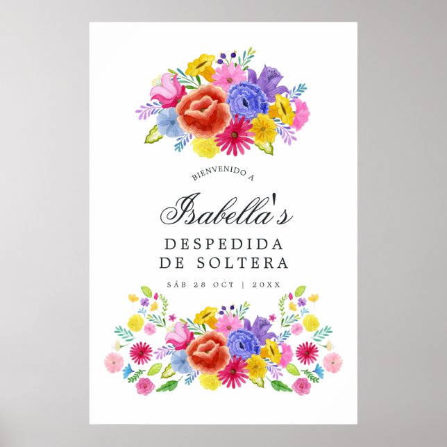 Poster Floral espanhola Fiesta Chá de panela de Boas-vind (Frente)