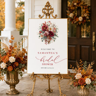 Poster Floral eucalipto outono sinal de boas-vindas para