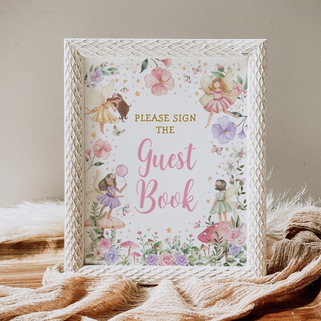 Poster Floral Fairy Garden Sinal de Livro de Aniversário (Criador carregado)