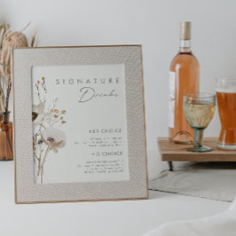 Poster Floral Fantasiosa | Sinal de Bebidas com a Assinat