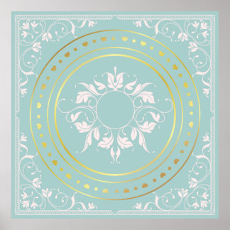 Poster Floral floral do Ornamentado Verde da Casa da Moed