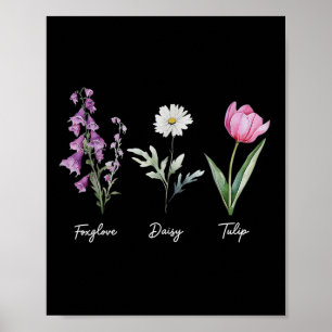 Poster Floral Foxglove Daisy Tulip Flower