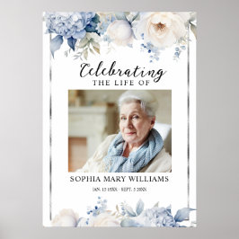 Poster Floral Funeral Celebration of Life Welcome Sign
