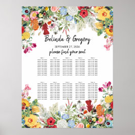 Poster Floral Garden Flowers Wedding Seating Chart