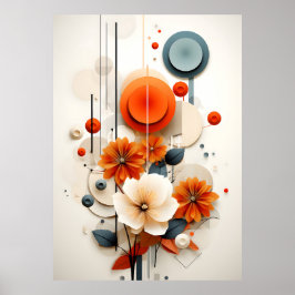 Poster Floral Geométrico Abstrato