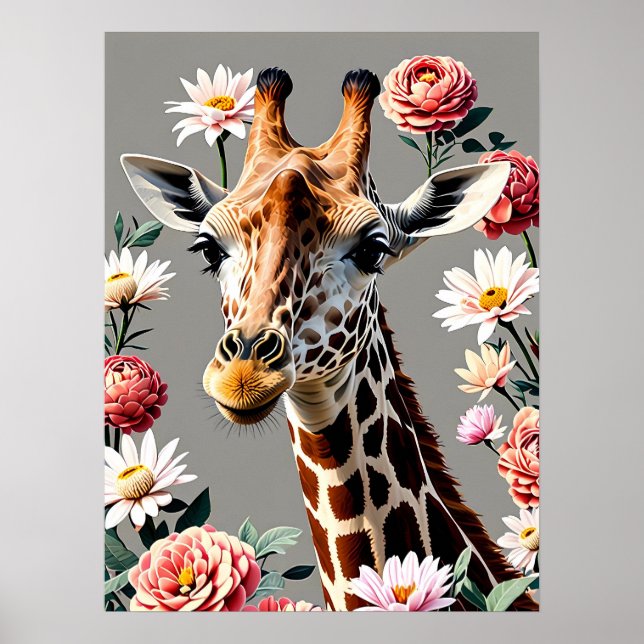 Poster floral girafa (Frente)