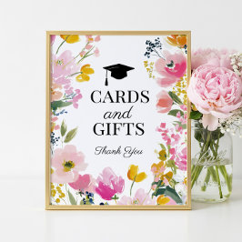 Poster Floral Graduation Party Cards and Gifts Sign