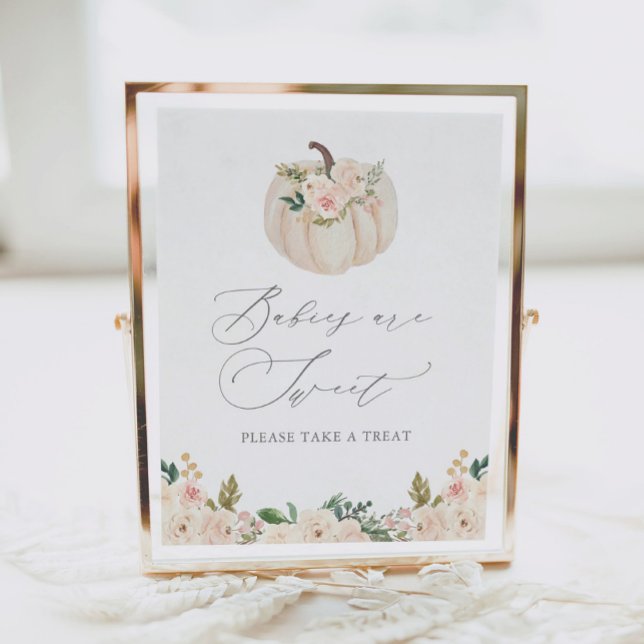 Poster Floral Greenery Pumpkin Chá de fraldas Sinais (Criador carregado)