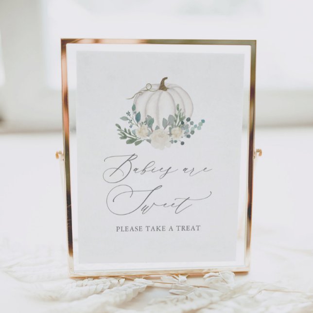 Poster Floral Greenery Pumpkin Chá de fraldas Sinais (Criador carregado)