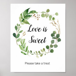 Poster Floral Greenery Watercolor Love is Sweet Sign
