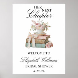 Poster Floral Her Next Chapter Bridal Shower Welcome Sign