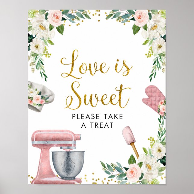 Poster Floral Kitchen Chá de panela Love Is Sweet (Frente)