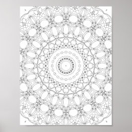 Poster Floral Lattice Kaleidoscope Coloring Page Design