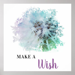 Poster *~* Floral Lavender Abstract DANDELION Make A Wish
