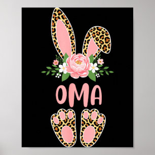Poster Floral leopardo oma coelho feliz páscoa primavera