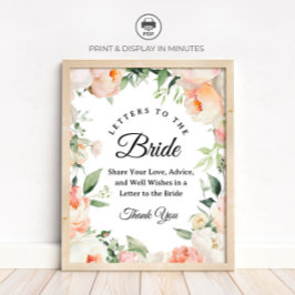 Poster Floral "Letters to the Bride" Bridal Shower sign