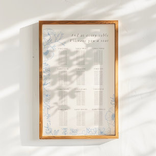 Poster Floral Line Art French Blue Weding Seating Chart