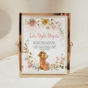 Poster Floral Little Cowgirl Baby Tarde Fraldas Noturnas