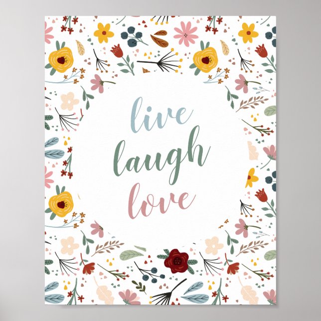 Poster Floral Live Laugh Love (Frente)
