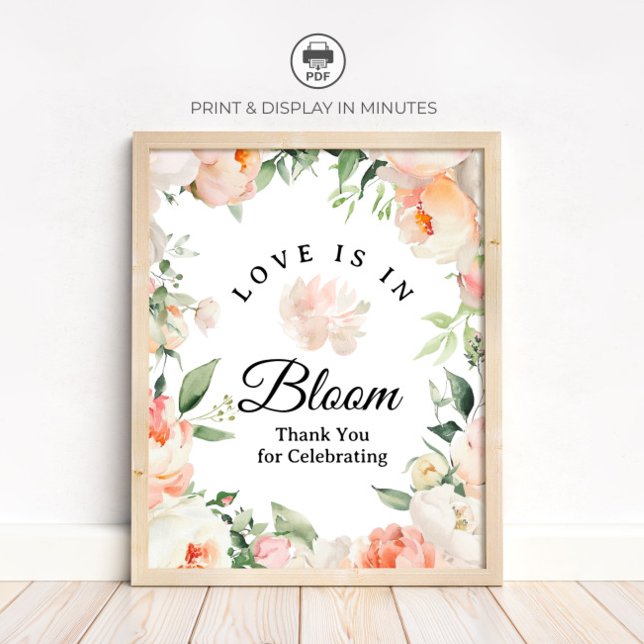 Poster Floral Love is In Bloom - Thank You Sign (Criador carregado)
