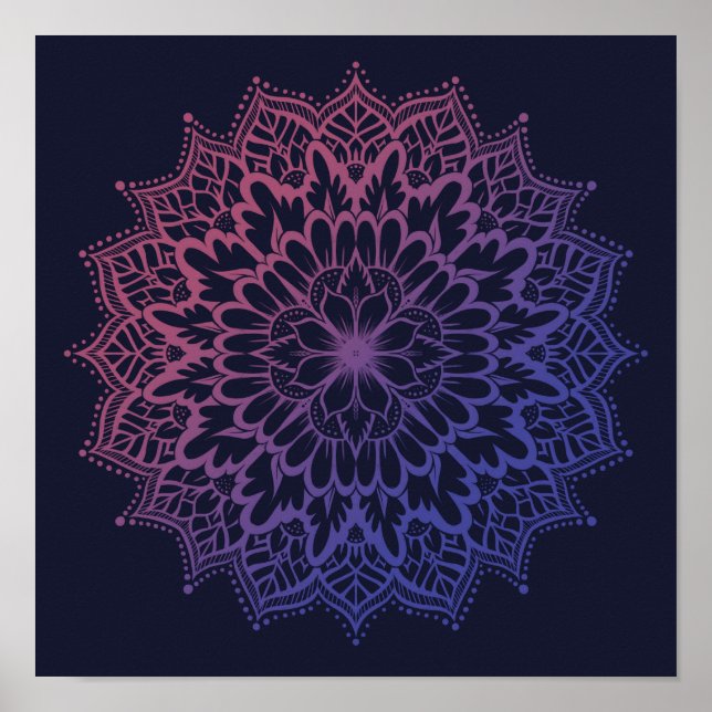 Poster Floral Mandala Flower Yoga (Frente)
