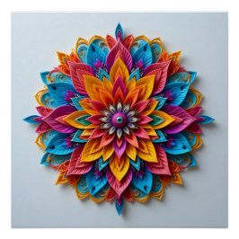 Pôster Floral Mandala futurística