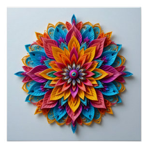 Pôster Floral Mandala futurística