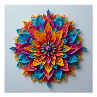 Pôster Floral Mandala futurística