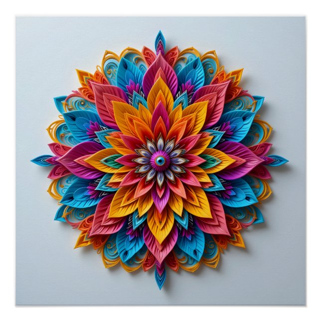 Pôster Floral Mandala futurística (Frente)