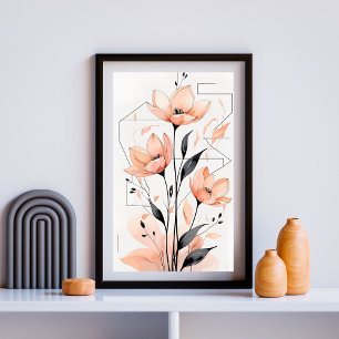 Poster Floral Minimalista Moderno - Flor de Pêssego VII
