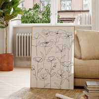 Floral Mínimo Preto e Branco de Flor Selvagem