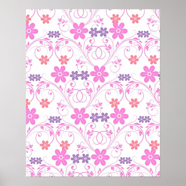 Pôster Floral Moderno Puro e Rosa (Frente)