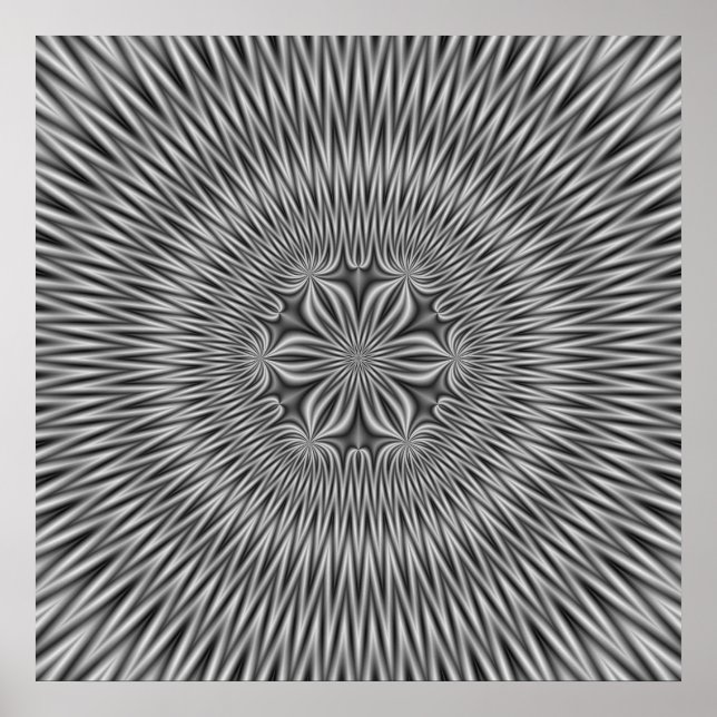Poster Floral Motif em Monocromo (Frente)